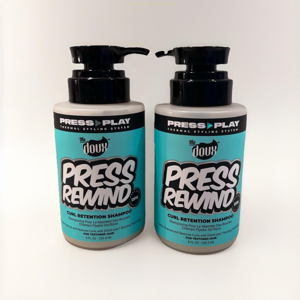 The Doux Press Rewind Curl Retention Shampoo Cleanse & Restore LOT OF 2 8 fl oz